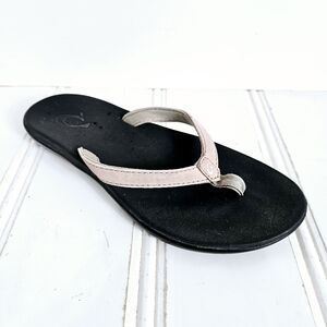 OluKai Ho‘Opio Girls Thong Sandals Pink Black Slip On Beach Shoes 4/5